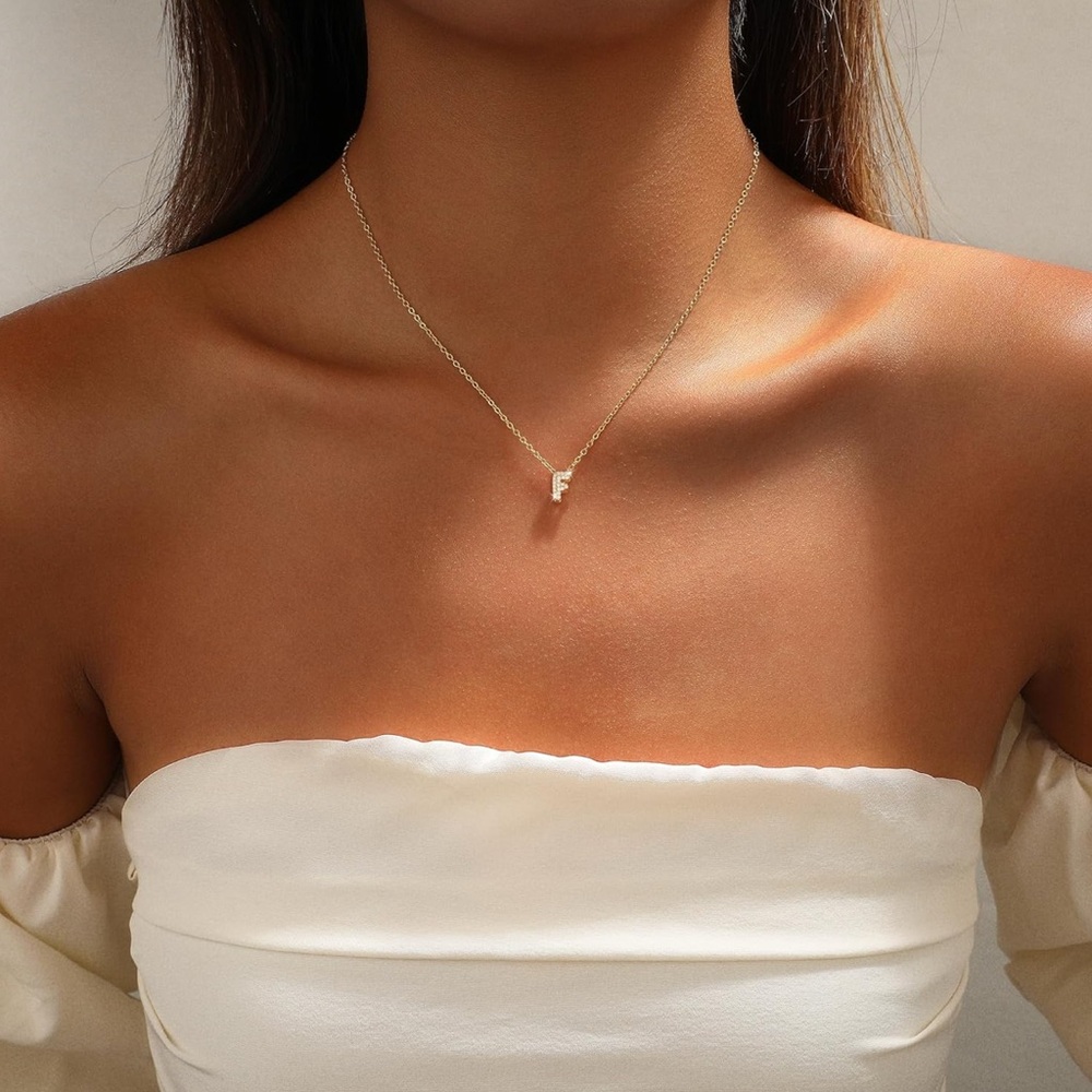 Gold Initial 'F' Pendant Necklace - Women's Jewelry